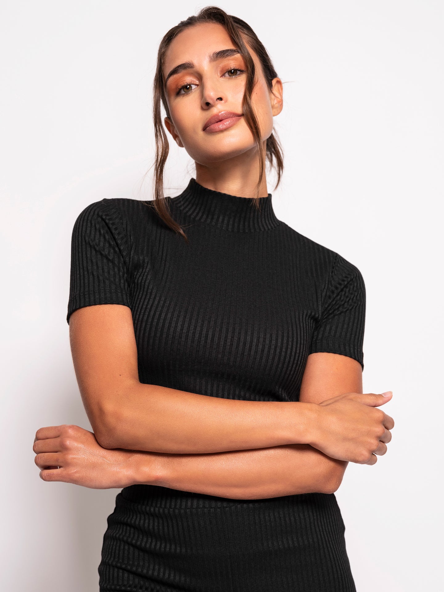 Ribbed High Neck Top